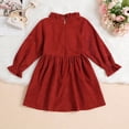 thumbnail image 4 of MEZZALL Toddler Girls Long Sleeve Dresses Bowknot Ruffles Princess Dress Clothes Trendy Sundress, Red, 2-3 Years, 4 of 7