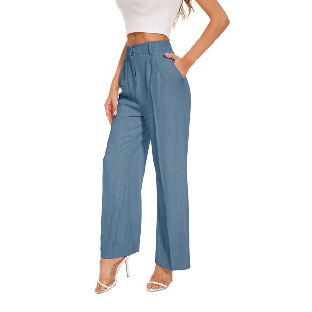 Pantalones anchos FUNYYZO pantalones de negocios de cintura alta para mujer