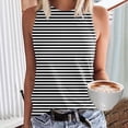 thumbnail image 2 of FUYUDY Women'S Tank Top Fashion Casual Slim Fit Striped Sleeveless Crew Neck Vest Soft Comfortable Breathable Female Camisole For Daily Wear And Layering,Black,L, 2 of 3