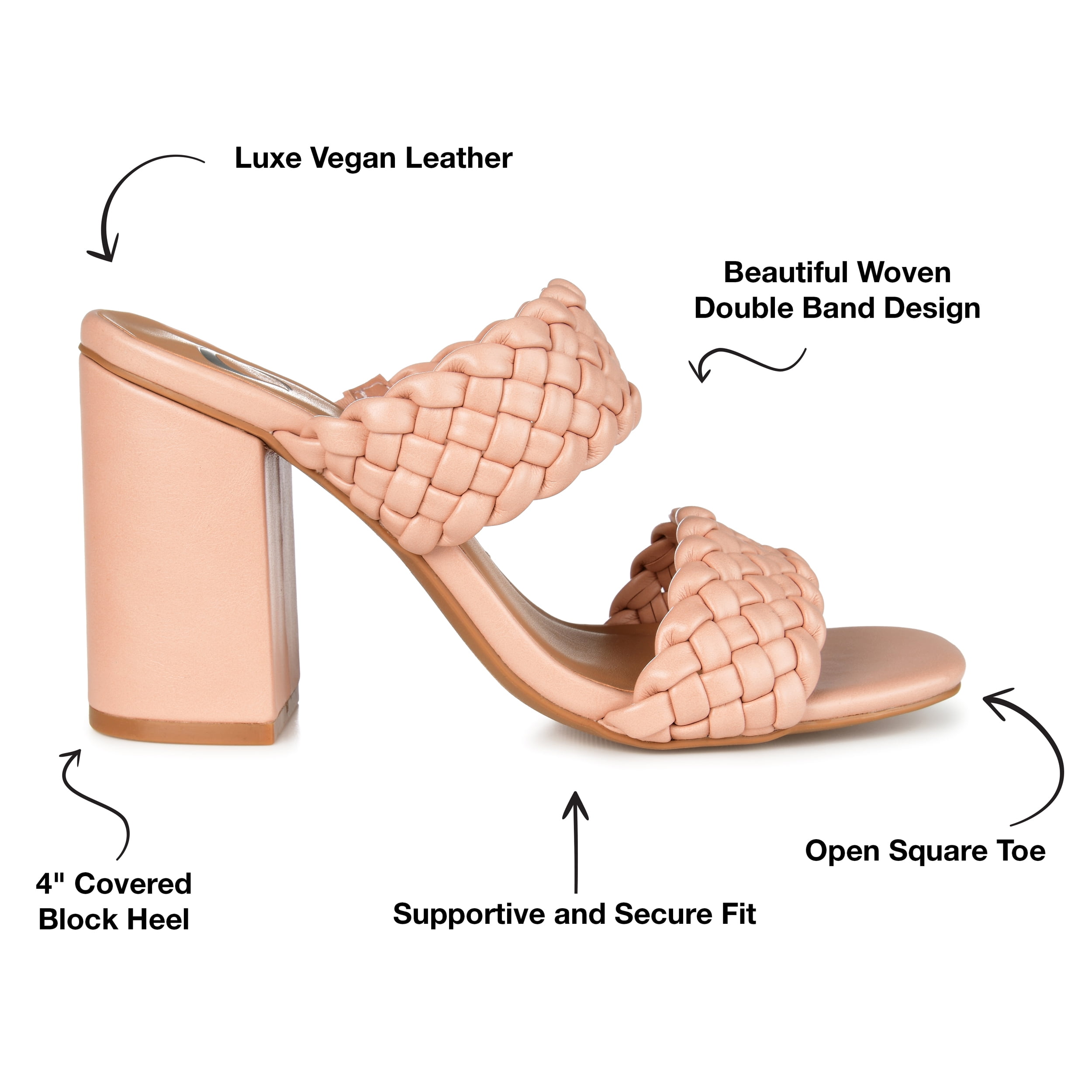 Journee Womens Melissa Open Square Toe Block Heel Dress Sandals, Widths Available