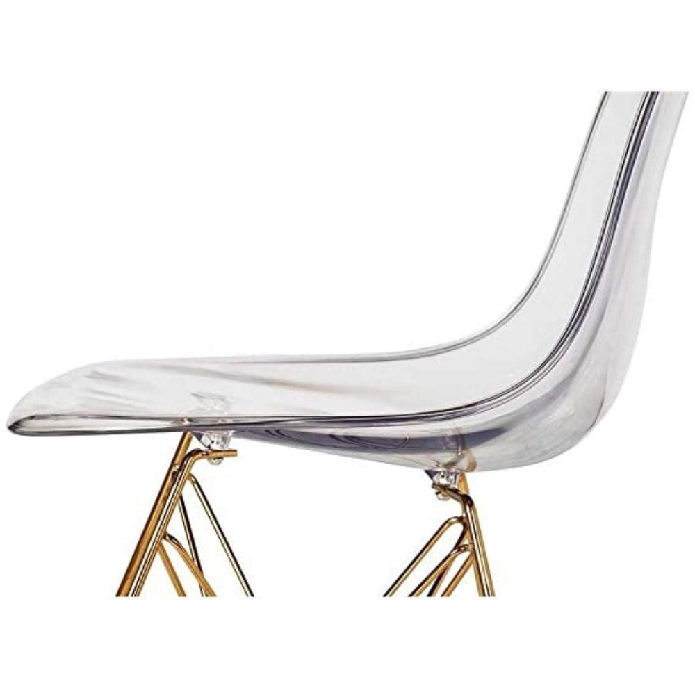 Eiffel Style Acrylic Seat Dining Chair with Gold Legs – Set of 2 Modern Transparent Chairs, Clear Acrylic Seat, Stylish Side Chairs for Dining Rooms and Contemporary Spaces,modern