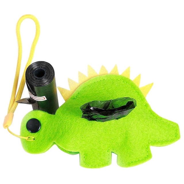 Pet Life Dispensador de bolsas de basura de viaje con forma de perro, forro polar, con 2 rollos