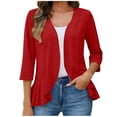 thumbnail image 2 of Yievot Open Front Cardigans for Women Solid Color 3/4 Sleeve Lightweight Business Casual Office Tops, 2 of 7