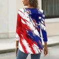 thumbnail image 5 of Women's Patriotic Star Print 250th Anniversary USA Shirt V-Neck Button 3/4 Sleeve T-Shirt, 5 of 5