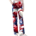 thumbnail image 4 of 4th Of July Pants for Women 1776-2026 American Flag Print Wide Leg Pajama Bottoms Elastic High Waist Regular Fit Daily Wear Comfy Trousers, #01 Hot Pink, L, 4 of 5