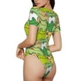thumbnail image 6 of Cauagu Cartoon Frog Women's Crew Neck Round Short Sleeve T Shirts Tops Bodysuit Daily Jumpsuit-Small, 6 of 7