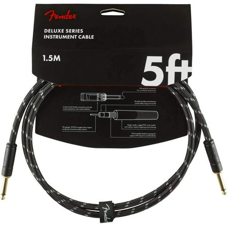 Genuine Fender® 5' Deluxe Series Instrument Cable Black Tweed 0990820093 Guitar
