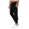thumbnail image 3 of FRSASU Men Splicing Gradient Overalls Pocket Sport Work Trouser Pants Black L, 3 of 8