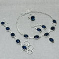 thumbnail image 2 of Iolite Gemstone Necklace Set Handmade Ethnic Adjustable Chain Jewelry Oval Shape, 2 of 3