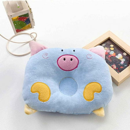 Cartoon Pig Shape Velvet Pillow Sleep Head Anti-rollover Cushion for Baby Infant Newborn Toddler (Best Temperature For Infant Sleep)