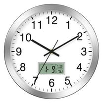 12In Wall Clock with Digital Date,Week,Indoor Temp - Battery Operated