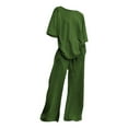 thumbnail image 2 of Baqcunre Women's Solid Color O Neck Top Wide-Leg Pantsuit,Color Green,Size S-5XL, 2 of 4