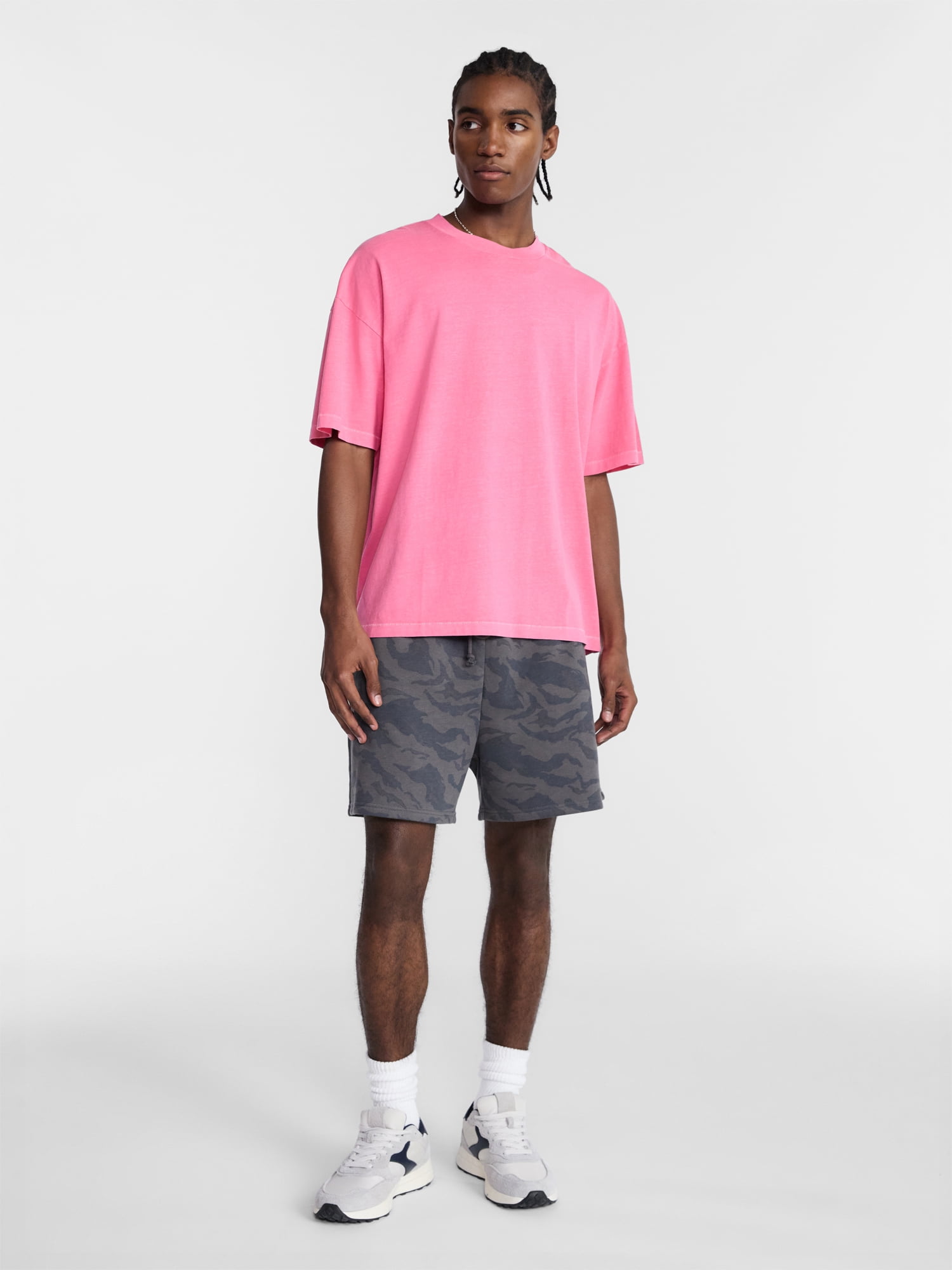 No Boundaries Men's Oversized Boxy Tee with Short Sleeves, XS-4XLT