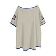 thumbnail image 4 of Stamzod Blouses for Women Fashion Vintage Embroidered Cotton and Linen Top Summer Crewneck Short Sleeve Shirts Casual Loose Plus Size Tops for Women Beige-2 XXXL, 4 of 5