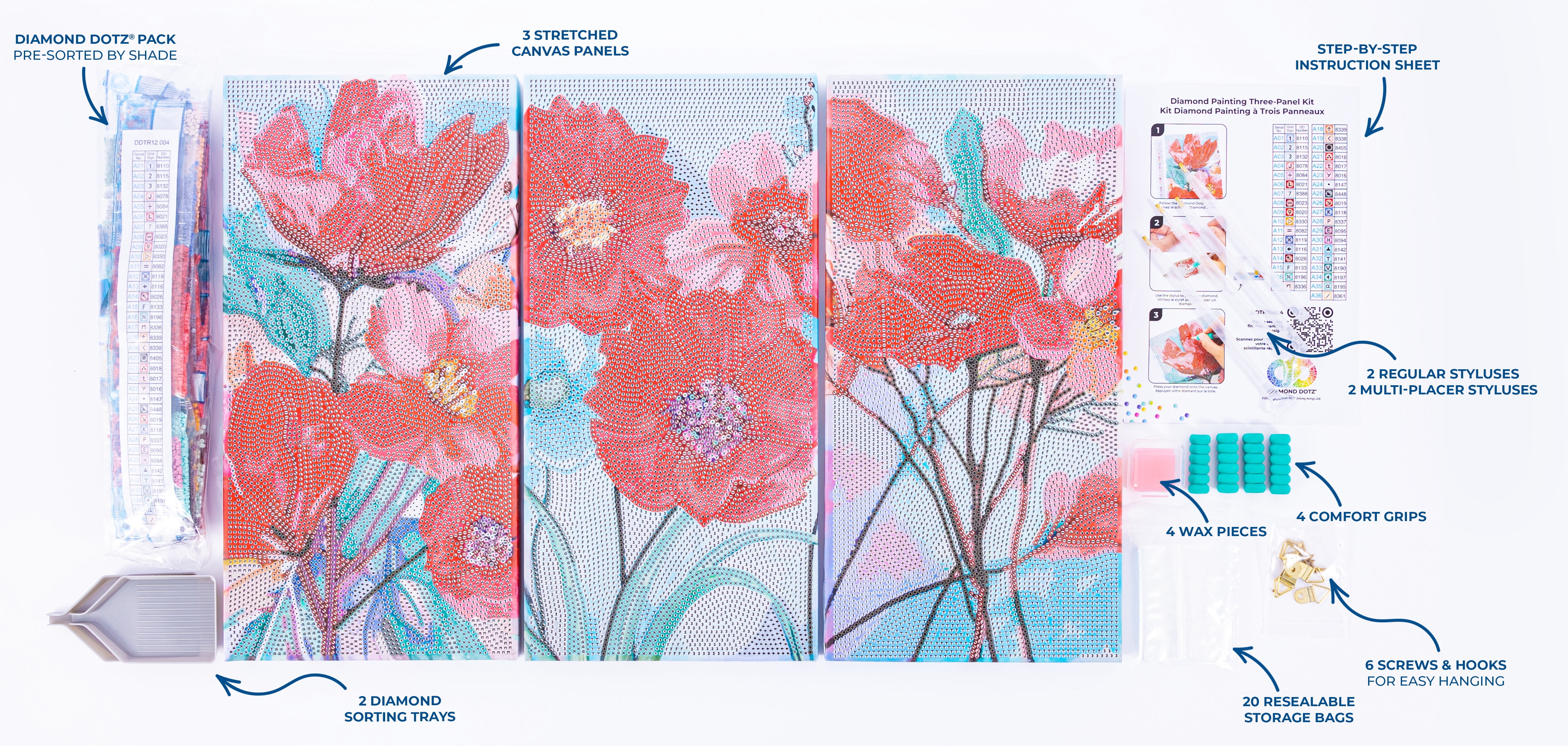 DIAMOND DOTZ® Poppy Triptych Diamond Painting Kit