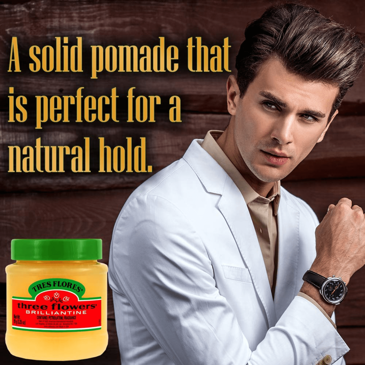(2 pack) Three Flowers Brilliantine, Men Hair Pomade, All Hair Types, 3.25 oz