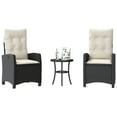 thumbnail image 1 of vidaXL 3 Piece Bistro Set with Cushions Black Poly Rattan, 1 of 5
