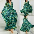 thumbnail image 1 of Pisexur Robe Maxi de Plage Fluide à Manches Longues et Col en V Imprimé Floral Bohème pour Femmes, 1 of 5