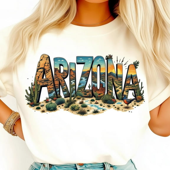 Retro Arizona Desert Shirt, Cactus Landscape Tee, Nature Travel Shirt, Southwest Style Gift, Desert Wildlife Shirt, Arizona Lovers Tee