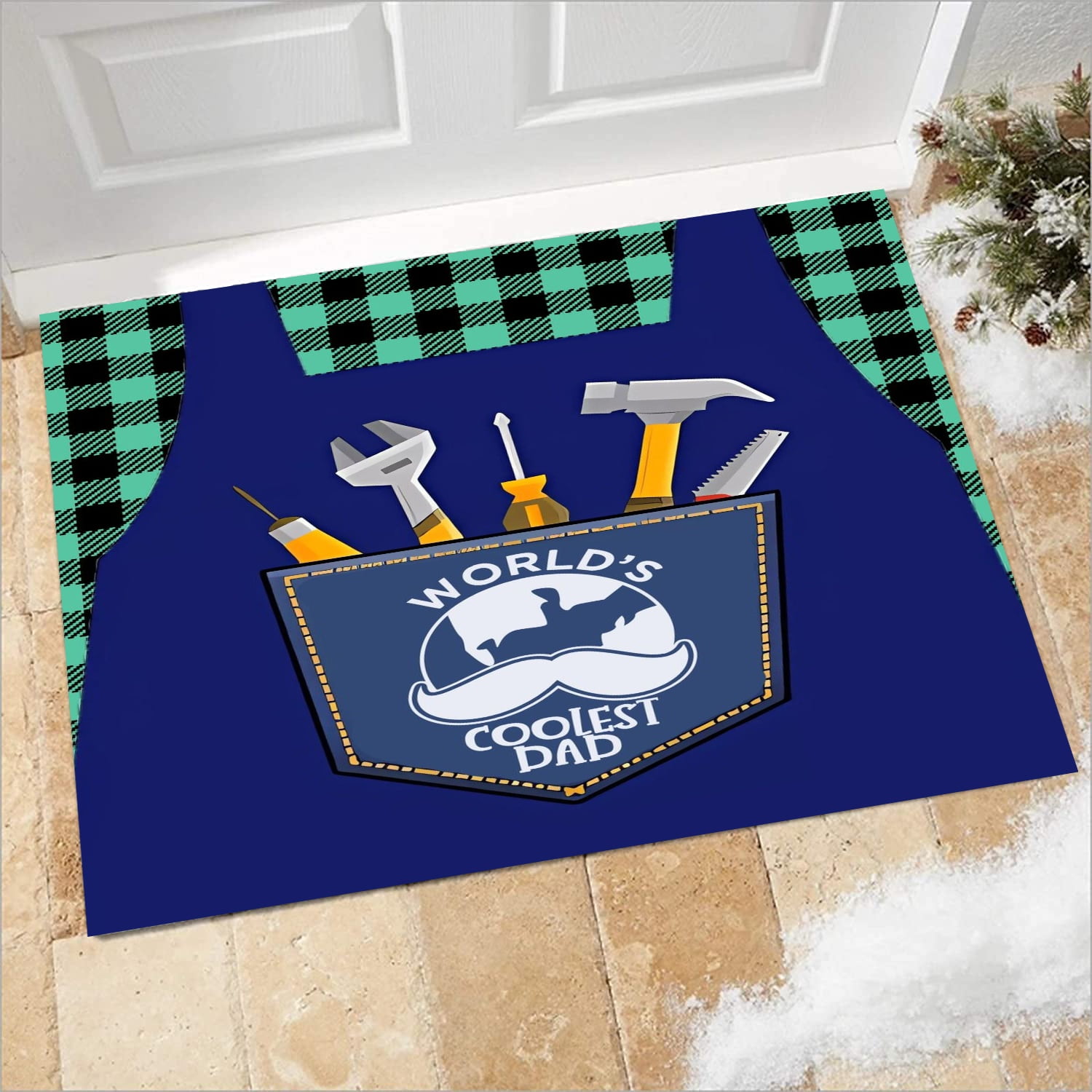 Best Dad Ever Doormat Floor Mat with Heavy Duty Backing Front