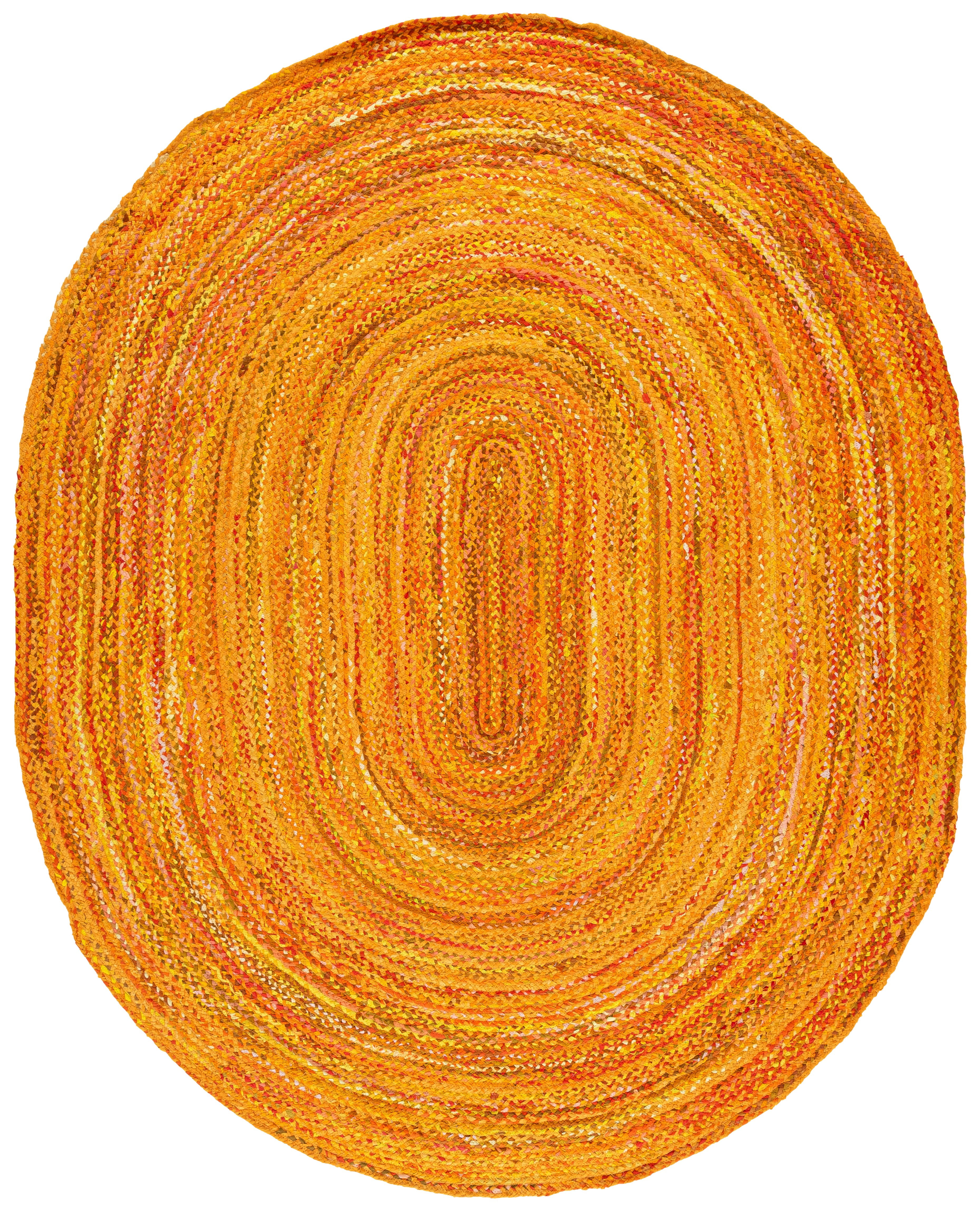 Safavieh Braided Calvin Transitional Cotton Reversible Area Rug, Gold, 6' x 8' Oval