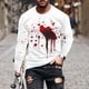 thumbnail image 1 of Blusas y camisas de manga larga con cuello redondo para hombre, estilo casual, cuello redondo, manga larga, para Halloween, con estampado, de poliéster, 1 of 5