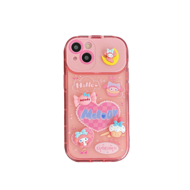 Sanrio My Melody 3D con adornos de muñeca, espejo de maquillaje, fundas de teléfono para iPhone 14, 13, 12, 11 Pro Max, XR, X, XS Plus, cubierta a prueba de golpes Fivean unisex