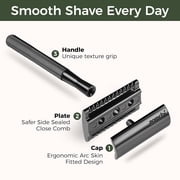 ZOMCHI Safety Razor for Men&Women with 5 Double Edge Safety Razor Blades, One Blade Safety Razor, Metal Razor Zero Waste – Black