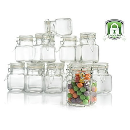 Ceramic Spice Box - Stock Your Home 3 Oz Airtight Glass Jar with Leak Proof Rubber Gasket and Hinged Lid for Home and Kitchen, Multi-purpose Container for Herbs, Spices, Arts and Crafts Storage and Gift Holder, 12 Pack