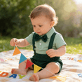 thumbnail image 3 of Younger Tree Toddler Boy Formal Outfit Summer Short Sleeve Button T-Shirts Bowtie Suspender Shorts Suits Clothes Set for 18-24 Months, 3 of 8