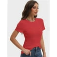 thumbnail image 4 of Women's Basic Solid Active Soft Short Sleeve Crew Neck Top T-Shirts, 4 of 6