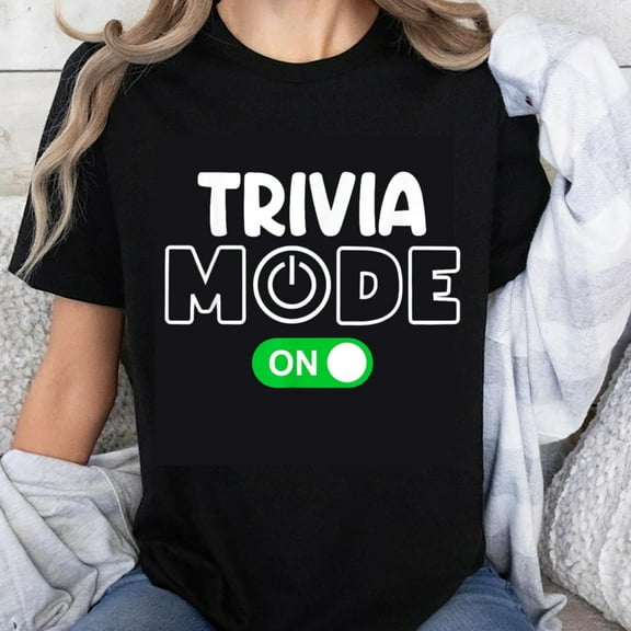100% Cotton Trivia Mode On Funny T-Shirt for Women Men Casual Tee Shirt Gift for Game Night Party Quiz Enthusiasts