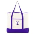 thumbnail image 2 of DALIX Women's Canvas Tote Bag Shoulder Bags Open Top Purple Monogram X, 2 of 8