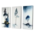 thumbnail image 3 of Designart "Blue Watercolor Tree by Rural Cottage II" Landscape Forest Wall Art Set Of 3 - Forest Blue Canvas Set For Living Room Decor, 3 of 6