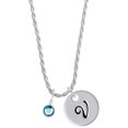 thumbnail image 1 of Delight Jewelry Crystal Hot Blue Channel Drop Silvertone Script Initial Disc - V - Charm Necklace, 20"+3", 1 of 4
