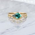 thumbnail image 2 of KANISHKAGEMS&JEWELS 2 Ct 9x7mm / Vintage Emerald Bridal Wedding Ring Set CZ Diamond Curved Proposal Band May Birthstone Ring Set Anniversary Gift For Wife, 2 of 5
