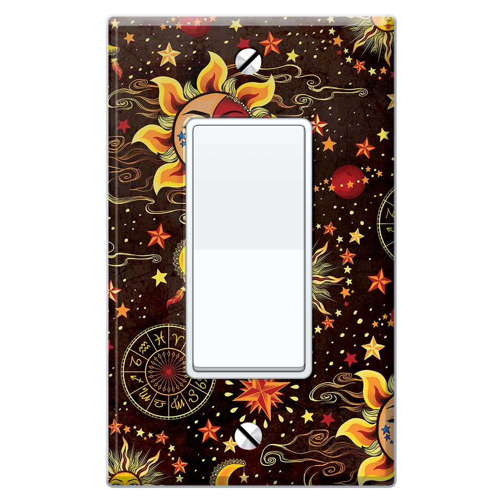 Graphics Wallplates,Single Rocker Silhouette Saluting Against Sun Switch Covers Wall Plate 
