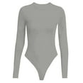 thumbnail image 4 of Mifelio Bodysuits for Women, Womens Crew Neck Long Sleeve Bodysuit Comfortable Against The Skin Tops Body Suits Women Clothing Shapewear Bodysuit Womens Tops Grey XXL, 4 of 4
