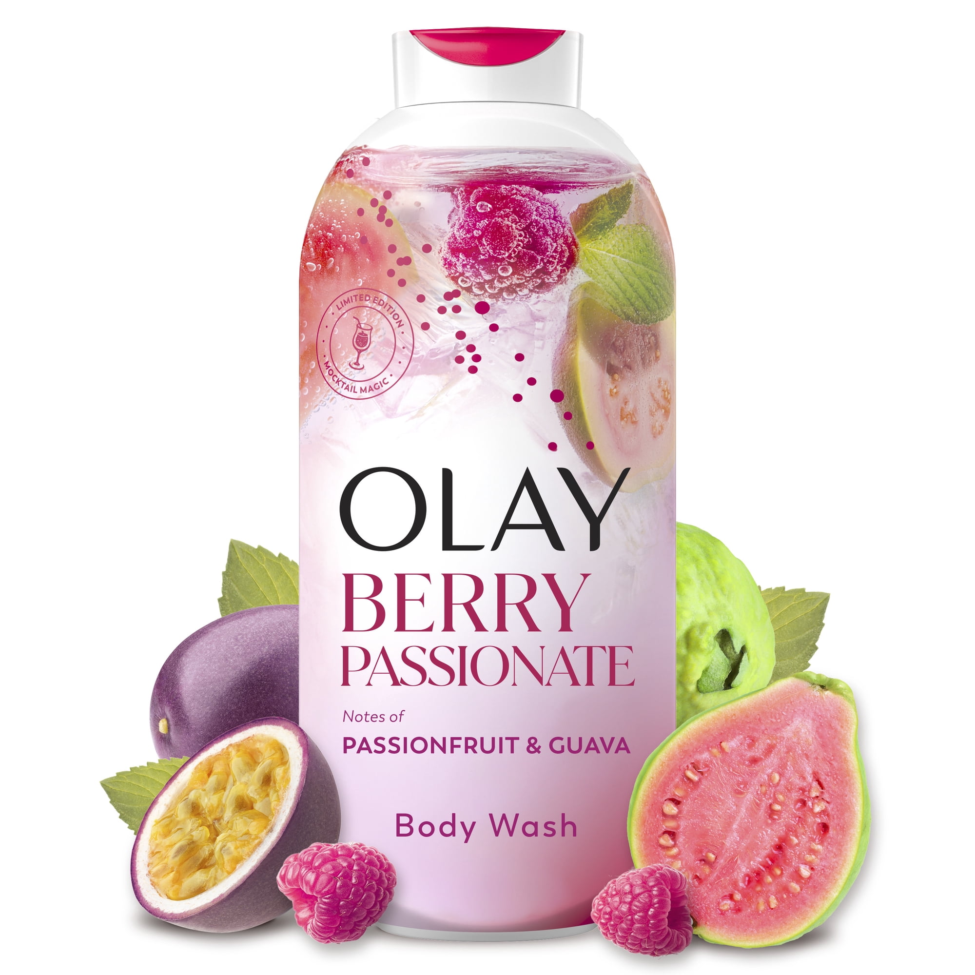 Olay Berry Passionate Body Wash with Notes of Passionfruit and Guava, Vitamin B3 and Antioxidant Blend, 22 fl oz