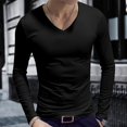 thumbnail image 2 of COMVALUE Mens Solid V Neck Long Sleeve T Shirt Slim Cut Soft Lightweight Basic Tee For Casual Daily Wardrobe, 2 of 4