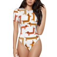 thumbnail image 1 of Saiise Pyjama à Motif Teckel pour Femmes, Manches Courtes, Col Rond, Justaucorps Extensible avec Fermeture à Pression-TTG, 1 of 7