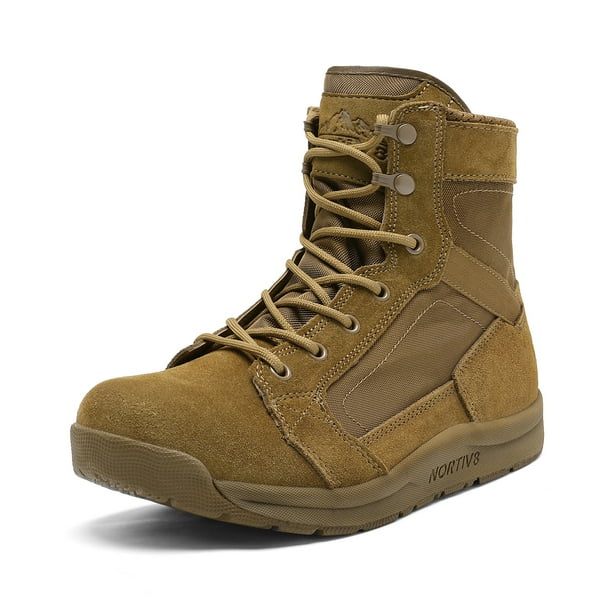NORTIV 8 Nortiv 8 Men's Taupe Military Tactical Boots Lightweight Leather Work Boots Deltalow
