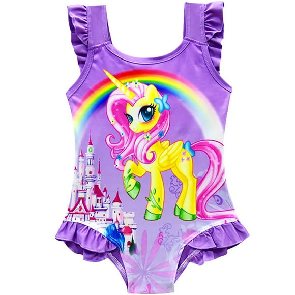 HAWEE Rainbow Unicorn Kids Swimsuits Baby Girl One-piece Swimsuit Cartoon Bathing Suit Beach Tunic Children Swimwear