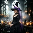 thumbnail image 2 of DHFJKG Halloween Witch Hat, Wide Brim Wizard Hat With Skull, Halloween Party Accessory, 2 of 4