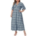 thumbnail image 2 of DARING DIVA Plus Size Bell Sleeve Ruffled Hem Boho A Line Long Dress 4X Navy Blue, 2 of 6