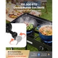 thumbnail image 3 of KFFKFF 2 Burner Outdoor Propane Gas Stove, 150,000 BTU LPG Camping Cooker, Durable Carbon Steel with Wind Shield, Tall Stand & Regulator, Ideal for BBQ, Camping, Patio, and Backyard Use, 3 of 9