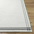 thumbnail image 4 of Boutique Rugs Nimue Boho Hand Woven Wool Natural Fiber Runner Rug - Farmhouse Bordered Solid Color Carpet for Hallway, Kitchen, Bathroom - White, Charcoal - 2'6" x 8' (2x8), 4 of 8
