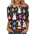 thumbnail image 3 of ZVAVZ Easter 3/4 Sleeve Shirts for Women Easter Day Crewneck Basic T-Shirts Funny Bunny Rabbit Eggs Graphic Tees Black,XXL, 3 of 7