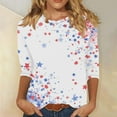 thumbnail image 1 of Wpawbk Haut d'Été à Manches 3/4 pour Femmes, Col Rond, Imprimé Décontracté - Polyester Léger et Respirant pour Usage Quotidien, Maison, Sortie, Tenues de Travail avec Shorts, Jupes, Sandales, 1 of 5