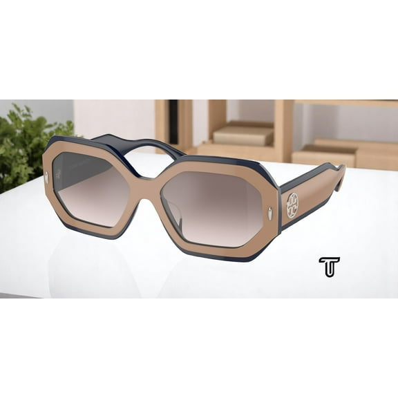 Tory Burch TY 7192U Plastic Womens Irregular Sunglasses Navy Beige 55mm Adult